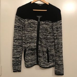 Armani exchange black and white cardigan sweater